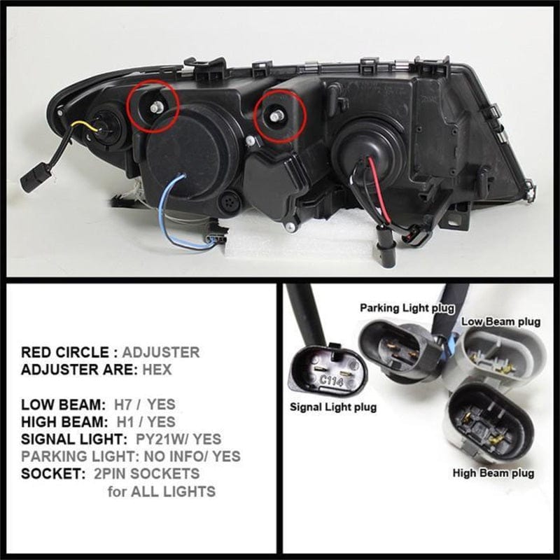 Kies-Motorsports SPYDER Spyder BMW E46 3-Series 02-05 4DR Projector Headlights 1PC LED Halo Blk PRO-YD-BMWE4602-4D-AM-BK