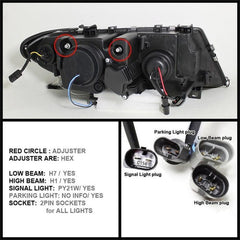 Kies-Motorsports SPYDER Spyder BMW E46 3-Series 02-05 4DR Projector Headlights 1PC LED Halo Blk PRO-YD-BMWE4602-4D-AM-BK