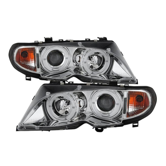 Kies-Motorsports SPYDER Spyder BMW E46 3-Series 02-05 4DR Projector Headlights 1PC LED Halo Chrm PRO-YD-BMWE4602-4D-AM-C