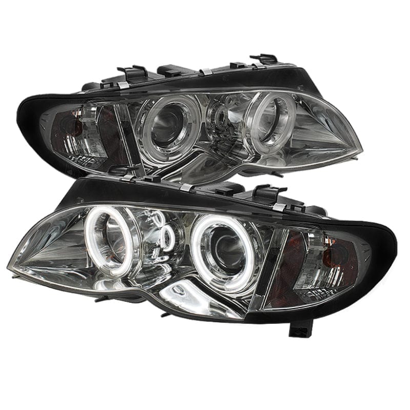 Kies-Motorsports SPYDER Spyder BMW E46 3-Series 02-05 4DR Projector Headlights 1PC LED Halo Chrm PRO-YD-BMWE4602-4D-AM-C