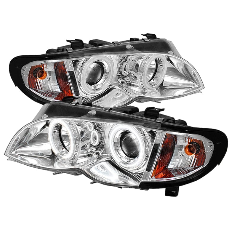 Kies-Motorsports SPYDER Spyder BMW E46 3-Series 02-05 4DR Projector Headlights 1PC LED Halo Chrm PRO-YD-BMWE4602-4D-AM-C
