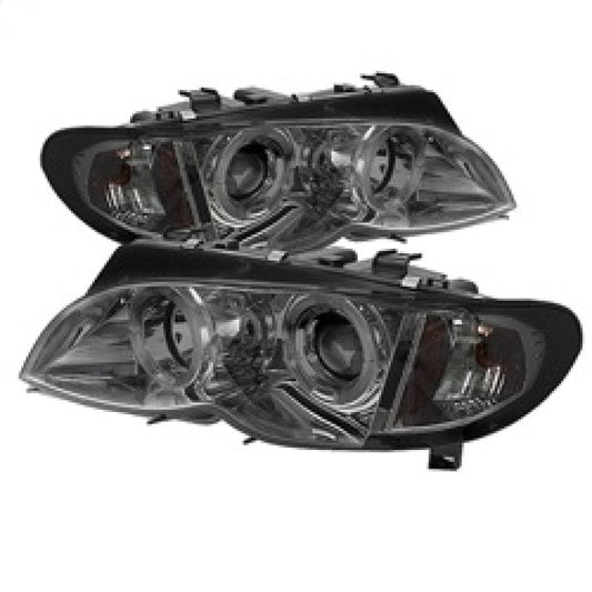 Kies-Motorsports SPYDER Spyder BMW E46 3-Series 02-05 4DR Projector Headlights 1PC LED Halo Smke PRO-YD-BMWE4602-4D-AM-SM