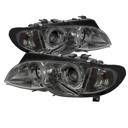 Kies-Motorsports SPYDER Spyder BMW E46 3-Series 02-05 4DR Projector Headlights 1PC LED Halo Smke PRO-YD-BMWE4602-4D-AM-SM