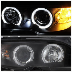 Kies-Motorsports SPYDER Spyder BMW E46 3-Series 04-06 2 DR Projector Halogen Model- LED Halo Blk PRO-YD-BMWE4604-2DR-HL-BK