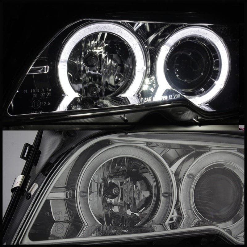 Kies-Motorsports SPYDER Spyder BMW E46 3-Series 04-06 2 DR Projector Halogen Model- LED Halo Smke PRO-YD-BMWE4604-2DR-HL-SM