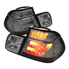 Kies-Motorsports SPYDER Spyder BMW E46 3-Series 99-01 4Dr Light Bar Style LED Tail Lights Smoke ALT-YD-BE4699-4D-LBLED-SM