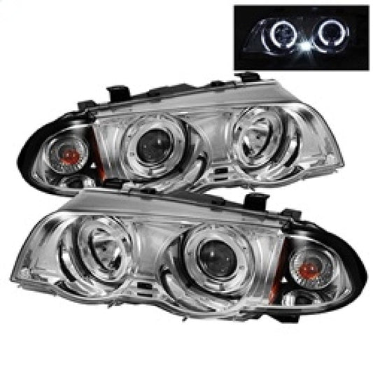 Kies-Motorsports SPYDER Spyder BMW E46 3-Series 99-01 4DR Projector 1PC LED Halo Amber Reflctr Chrm PRO-YD-BMWE46-4D-HL-AM-C