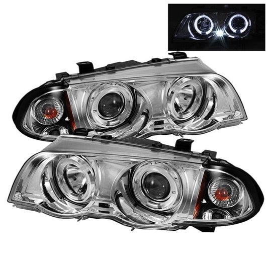 Kies-Motorsports SPYDER Spyder BMW E46 3-Series 99-01 4DR Projector 1PC LED Halo Amber Reflctr Chrm PRO-YD-BMWE46-4D-HL-AM-C