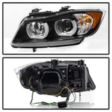 Kies-Motorsports SPYDER Spyder BMW E90 3-Series 06-08 4DR Headlights - Halogen Model Only - Black PRO-YD-BMWE9005V2-AM-BK