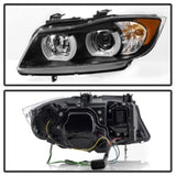 Kies-Motorsports SPYDER Spyder BMW E90 3-Series 06-08 4DR Headlights - Halogen Model Only - Black PRO-YD-BMWE9005V2-AM-BK