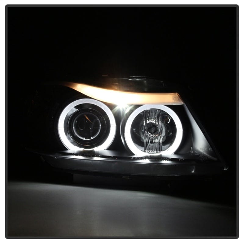 Kies-Motorsports SPYDER Spyder BMW E90 3-Series 06-08 Projector LED Halo Amber Reflctr Rplc Bulb Blk PRO-YD-BMWE9005-AM-BK