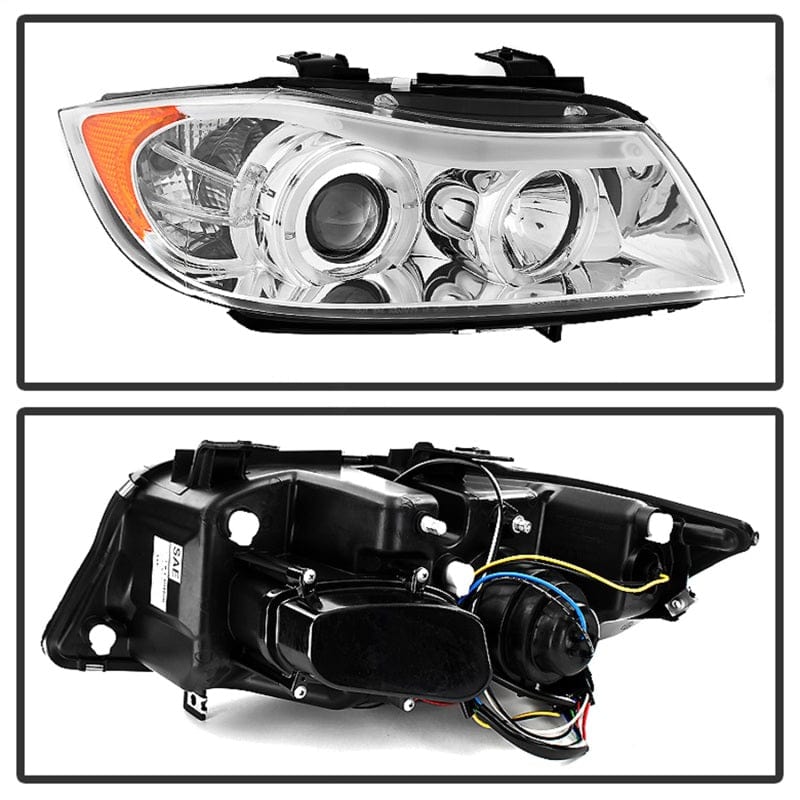 Kies-Motorsports SPYDER Spyder BMW E90 3-Series 06-08 Projector LED Halo Amber Reflctr Rplc Bulb Chrm PRO-YD-BMWE9005-AM-C