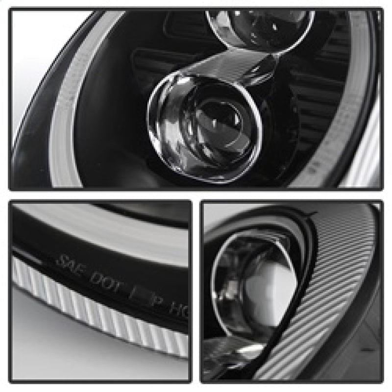 Kies-Motorsports SPYDER Spyder Porsche 911 997 2005-2009 Projector Headlights Halogen Model DRL LED Blk PRO-YD-P99705-DRL-BK