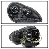 Kies-Motorsports SPYDER Spyder Porsche Cayenne 03-06 Projector Xenon/HID Model- DRL LED Blk PRO-YD-PCAY03-HID-DRL-BK