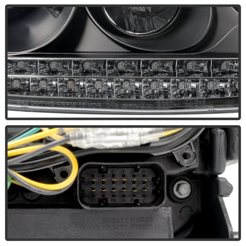 Kies-Motorsports SPYDER Spyder Porsche Cayenne 03-06 Projector Xenon/HID Model- DRL LED Blk PRO-YD-PCAY03-HID-DRL-BK