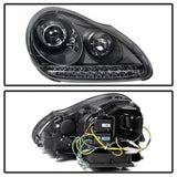 Kies-Motorsports SPYDER Spyder Porsche Cayenne 03-06 Projector Xenon/HID Model- DRL LED Blk PRO-YD-PCAY03-HID-DRL-BK