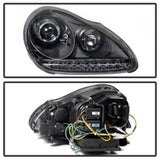 Kies-Motorsports SPYDER Spyder Porsche Cayenne 03-06 Projector Xenon/HID Model- DRL LED Blk PRO-YD-PCAY03-HID-DRL-BK