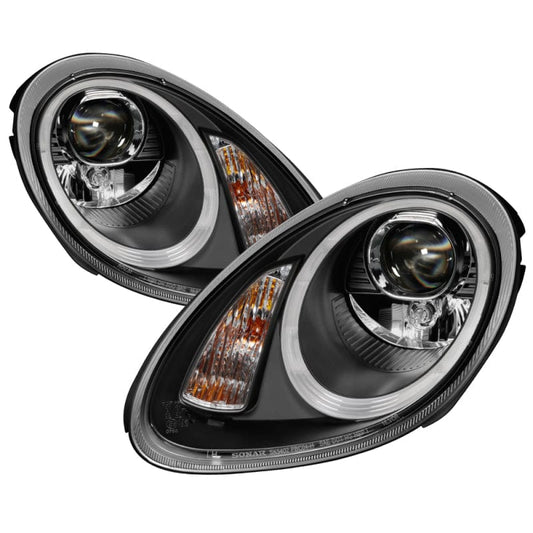 Kies-Motorsports SPYDER Spyder Porsche Cayman 05-08 Headlights - Halogen Model Only - Black PRO-YD-P98705-HID-DRL-BK