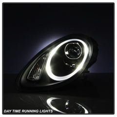 Kies-Motorsports SPYDER Spyder Porsche Cayman 05-08 Headlights - Halogen Model Only - Black PRO-YD-P98705-HID-DRL-BK