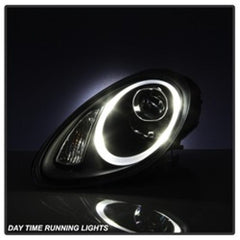 Kies-Motorsports SPYDER Spyder Porsche Cayman 05-08 Headlights - Halogen Model Only - Black PRO-YD-P98705-HID-DRL-BK