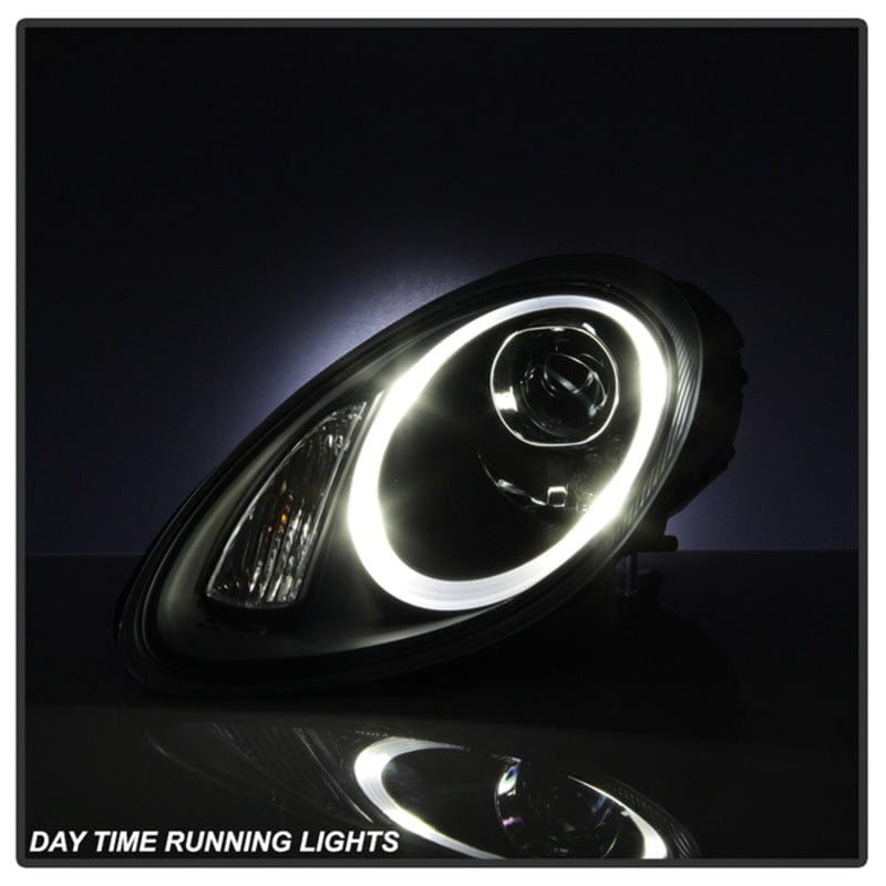 Kies-Motorsports SPYDER Spyder Porsche Cayman 05-08 Headlights - Halogen Model Only - Black PRO-YD-P98705-HID-DRL-BK