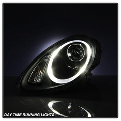 Kies-Motorsports SPYDER Spyder Porsche Cayman 05-08 Headlights - Halogen Model Only - Black PRO-YD-P98705-HID-DRL-BK