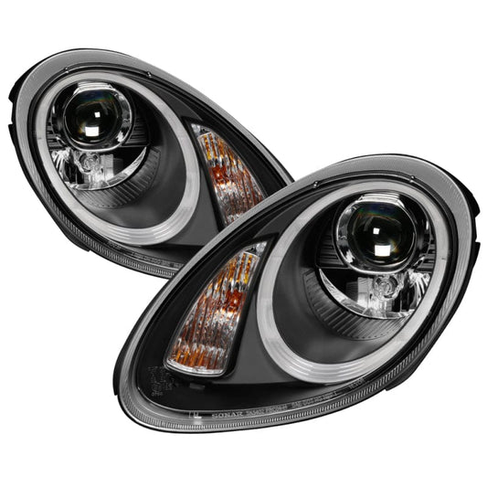 Kies-Motorsports SPYDER Spyder Porsche Cayman 05-08 Headlights - Halogen Model Only - DRL LED - Black PRO-YD-P98705-DRL-BK