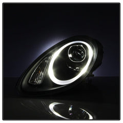 Kies-Motorsports SPYDER Spyder Porsche Cayman 05-08 Headlights - Halogen Model Only - DRL LED - Black PRO-YD-P98705-DRL-BK