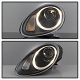 Kies-Motorsports SPYDER Spyder Porsche Cayman 05-08 Headlights - Halogen Model Only - DRL LED - Black PRO-YD-P98705-DRL-BK