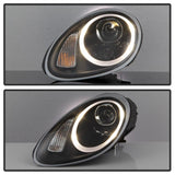 Kies-Motorsports SPYDER Spyder Porsche Cayman 05-08 Headlights - Halogen Model Only - DRL LED - Black PRO-YD-P98705-DRL-BK