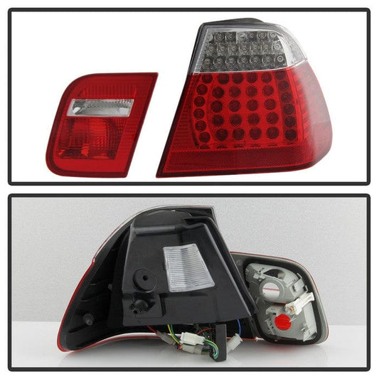 Kies-Motorsports SPYDER xTune 02-05 BMW 3-Series E46 Sedan LED Tail Lights - Red Clear (ALT-JH-BE4602-4D-LED-RC)