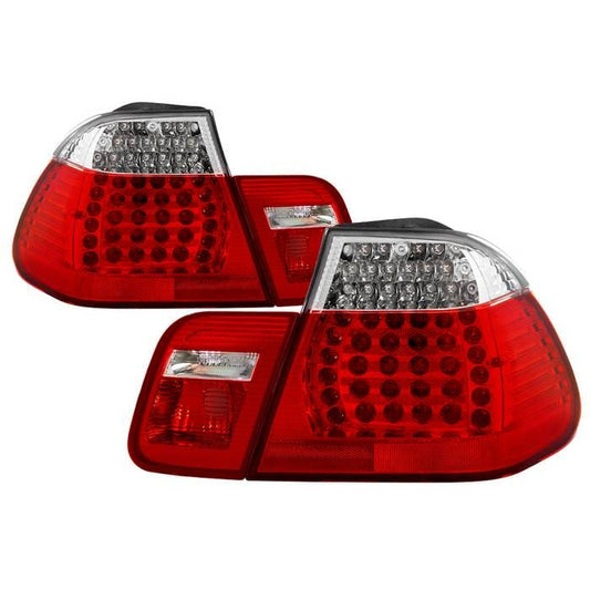 Kies-Motorsports SPYDER xTune 02-05 BMW 3-Series E46 Sedan LED Tail Lights - Red Clear (ALT-JH-BE4602-4D-LED-RC)