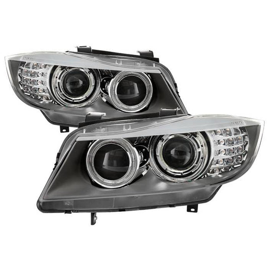 Kies-Motorsports SPYDER xTune 08-13 BMW 3-Series E90/E91 4DR OEM Style Halogen Proj Headlights -Blk (PRO-JH-BE9009-AM-BK)