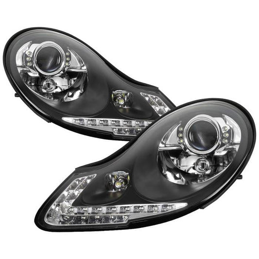Kies-Motorsports SPYDER xTune 97-04 Porsche Boxster 986 Projector Halogen Headlights - Black (PRO-ON-PBX98697-LED-BK)