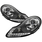Kies-Motorsports SPYDER xTune 97-04 Porsche Boxster 986 Projector Halogen Headlights - Black (PRO-ON-PBX98697-LED-BK)