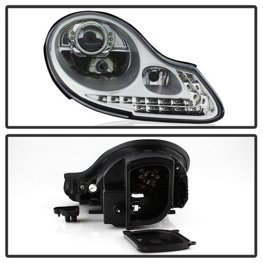 Kies-Motorsports SPYDER xTune 99-02 Porsche 996 Projector Headlights - Halogen Only (No HID) Chrome PRO-ON-PBX98697-LED-C