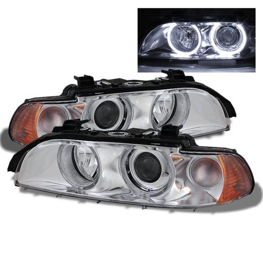 Kies-Motorsports SPYDER Xtune Bmw E39 5-Series 97-03 Halo Projector Headlights Chrome PRO-CL-BE3997-G2-C