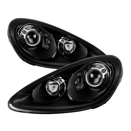 Kies-Motorsports SPYDER Xtune Porsche Cayenne 11-14 4 LED Projector Headlights Black PRO-JH-PCAY11-AFS-BK