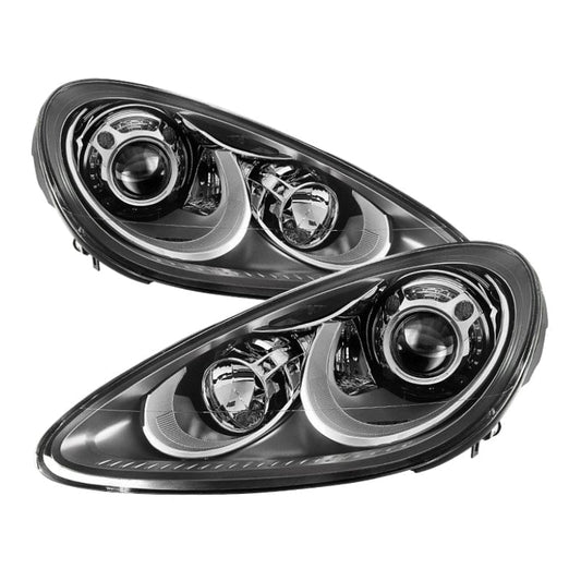 Kies-Motorsports SPYDER Xtune Porsche Cayenne 11-14 4 LED Projector Headlights OE Grey PRO-JH-PCAY11-AFS-OE