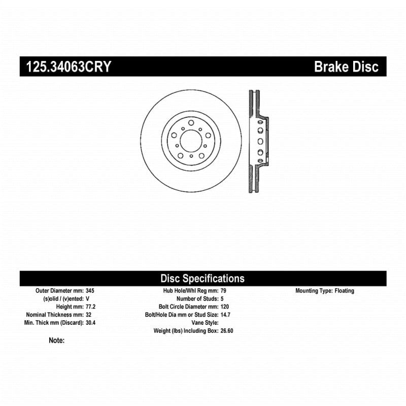 Kies-Motorsports Stoptech Stoptech 00-03 BMW M5 (E39) Front Right Premium High-Carbon Cryo Rotor