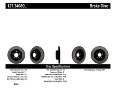 Kies-Motorsports Stoptech StopTech 06 BMW 330 / 07-09 BMW 335 Slotted & Drilled Left Rear Rotor