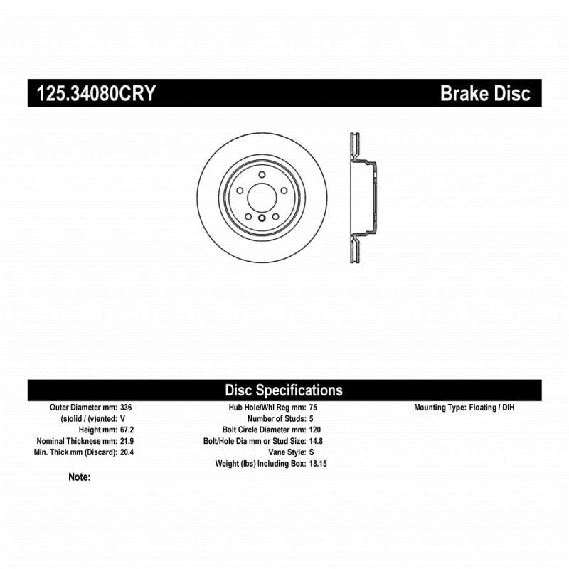 Kies-Motorsports Stoptech Stoptech 06 BMW 330xi/330i/07-08 335xi/07-11 335i/09-11 335ixDrive Rear CRYO-STOP Rotor