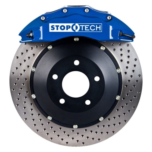 Kies-Motorsports Stoptech StopTech 07-13 BMW 128i (E82) Front BBK w/ Blue ST-60 Calipers Drilled 355X32mm Rotors/Pads/SS Lines