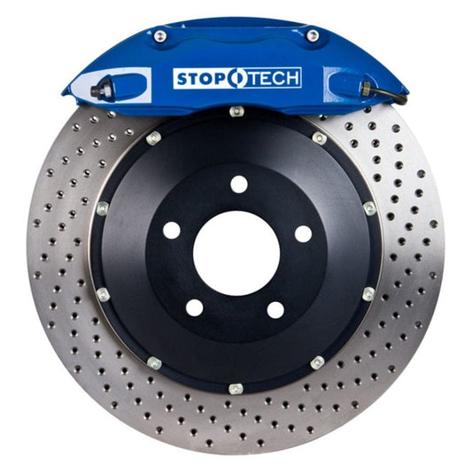 Kies-Motorsports Stoptech StopTech 07-13 BMW 128i (E82) Rear BBK w/ Blue ST-40 Calipers Slotted 345X28mm Rotors/Pads/SS Lines