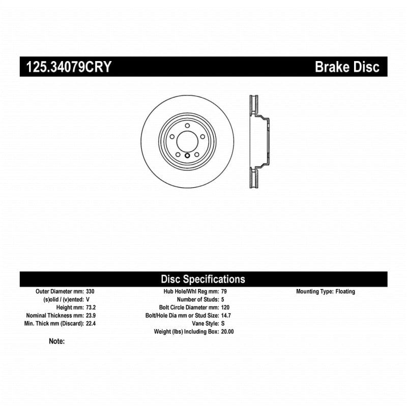 Kies-Motorsports Stoptech Stoptech 12 BMW 28i xDrive / 06 330 Series (E90) Sedan RWD/AWD Front CRYO-STOP Rotor