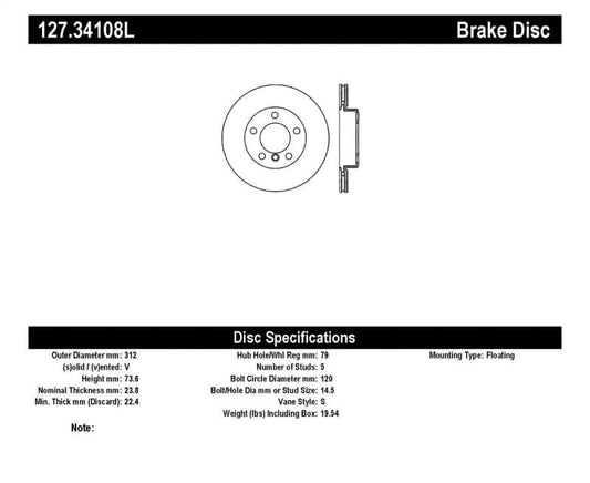 Kies-Motorsports Stoptech StopTech 9/07-09 BMW 328 Slotted & Drilled Left Front Rotor