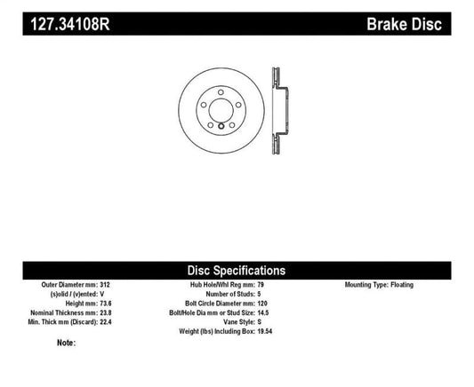 Kies-Motorsports Stoptech StopTech 9/07-09 BMW 328 Slotted & Drilled Right Front Rotor