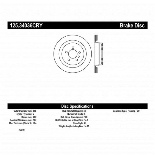 Kies-Motorsports Stoptech Stoptech 95-99 BMW M3 / 98-02 Z3 Left Rear Premium High Carbon CRYO STOP Rotor