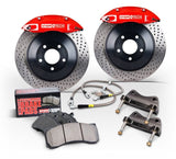 Kies-Motorsports Stoptech StopTech 97-00 BMW 323i Front BBK Red ST-41 Calipers 325x28mm Drilled Rotors Pads and SS Lines