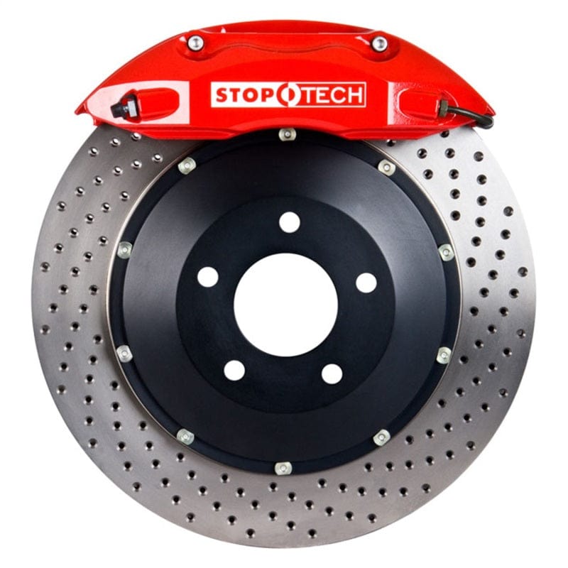 Kies-Motorsports Stoptech StopTech BBK 05-08 Audi A4 Quattro Front w/ Red ST-40 Calipers Drilled 332x32mm Rotors Pads Lines